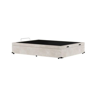 Base para Cama Box Casal Mabel com Baú Suede (47x138x188) Bege
