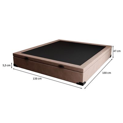 Base para Cama Box Casal Maci com Baú Suede (47x138x188) Bege