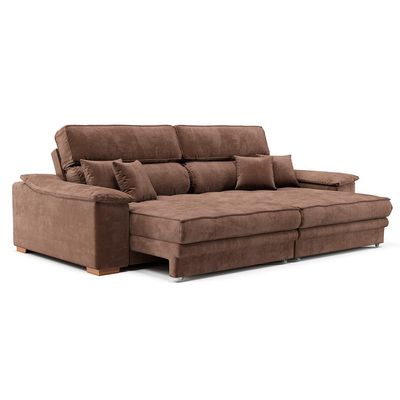 Sofá 3 Lugares Retrátil e Reclinável Lupin Velosuede Marrom