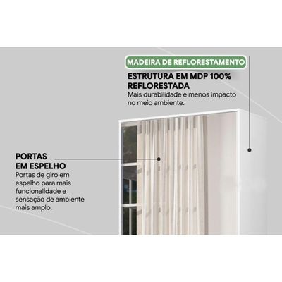 Armário Multiuso Infantil Grife c/ 2 Portas c/ Espelho Branco - Demóbile