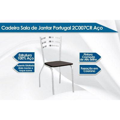 Cadeira Sala de Jantar Portugal 2C007 Kit 2 Un Cromado/Courano Preto - Kappesberg