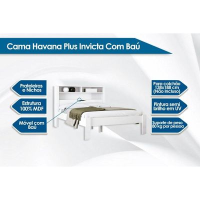 Cama de Casal Invicta com Baú + 2 Nichos Atacama - Santos Andirá