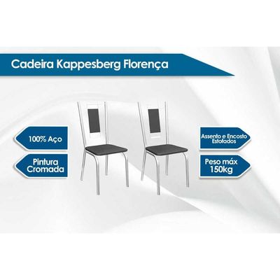 Cadeira de Cozinha Florença 2C005 Kit 2 Un Cromado/Courano Preto - Kappesberg