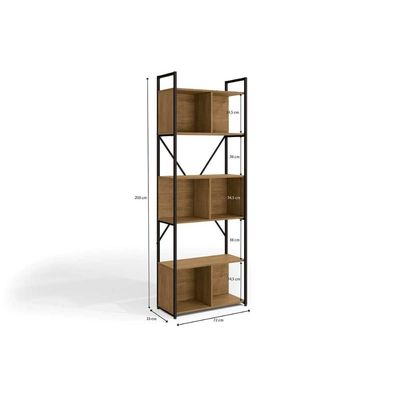 Estante Livreiro Casal Industrial Alta LI014 c/ 6 Nichos Freijo/Preto - Kappesberg