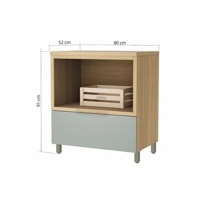 Gabinete de Cozinha Modulado Balcão Marquesa Forno 1 Gaveta c/ Tampo 80cm Nature/Verde - Nesher