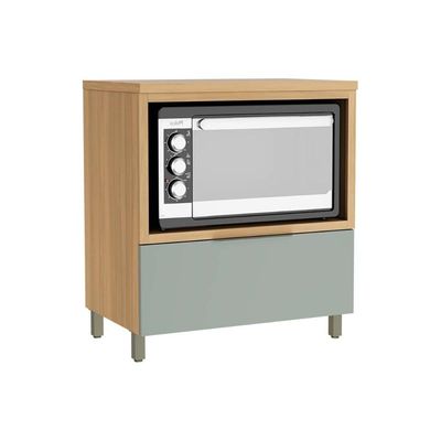 Gabinete de Cozinha Modulado Balcão Marquesa Forno 1 Gaveta c/ Tampo 80cm Nature/Verde - Nesher