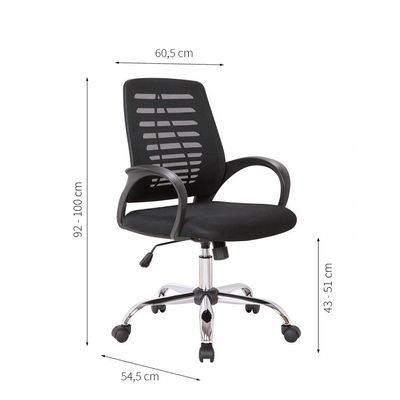 Cadeira de Escritório Secretária Giratória Light Preta