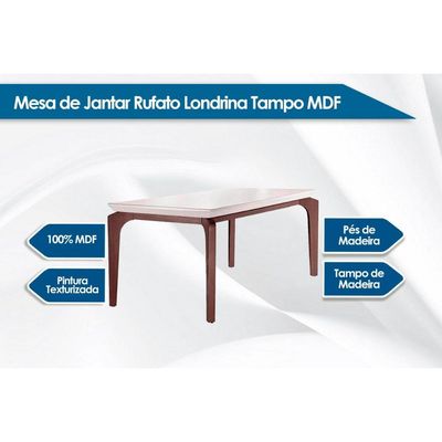 Mesa de Sala Jantar Londrina + Tampo Madeirado Reto 180x90cm Grafite/Imbuia - Rufato