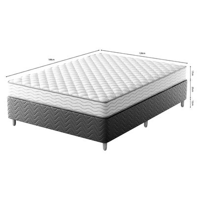 Cama Box com Colchão Viúva Howie Espuma D45 (17x128x188) Branco e Cinza