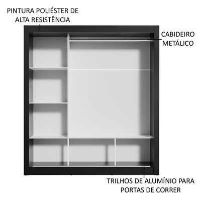 Guarda Roupa Casal Mônaco 3 Portas de Correr Espelhos Madesa