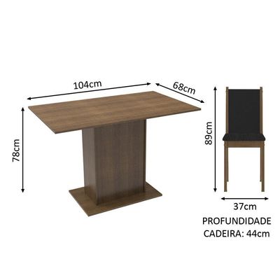Conjunto Sala Jantar Mesa Madeira 4 Cadeiras Rustic