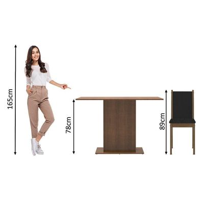 Conjunto Sala Jantar Mesa Madeira 4 Cadeiras Rustic