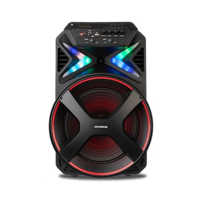 Caixa Amplificada Connect Lights Mondial Bivolt 400W RMS Preto/Vermelho - CM-400 UNICA