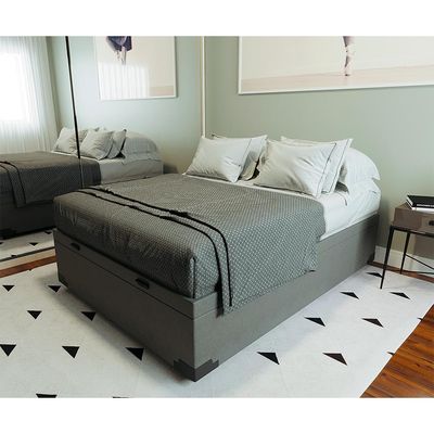 Base para Cama Box Casal Martin Premium com Baú Linho (47x138x188 cm) Cinza