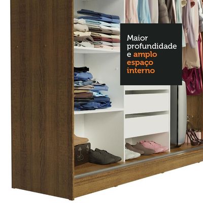 Guarda Roupa Casal Kansas 3 Portas com Espelhos Madesa