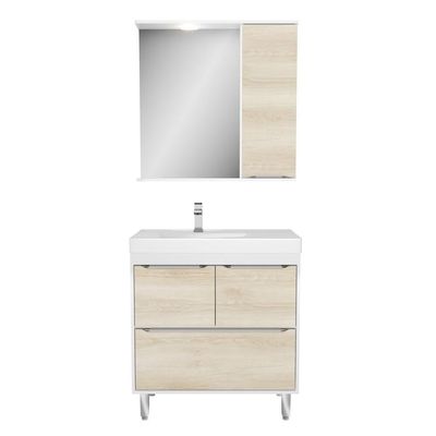 Gabinete Banheiro Com Cuba E Espelheira Branco/legno Crema