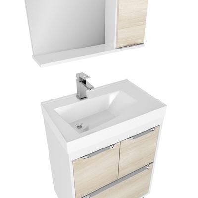 Gabinete Banheiro Com Cuba E Espelheira Branco/legno Crema