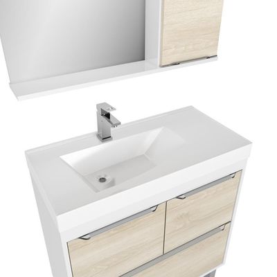 Gabinete Banheiro Com Cuba E Espelheira Branco/legno Crema