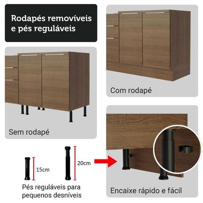 Kit Balcão + Cristaleira 70cm Rustic Stella Madesa 01 Rustic