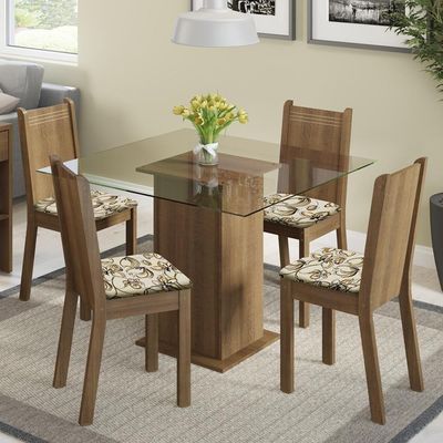 Conjunto Sala de Jantar Magda com 4 Cadeiras Madesa