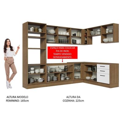 Cozinha Completa 479001 Com Armário E Balcão Rustic/Branco