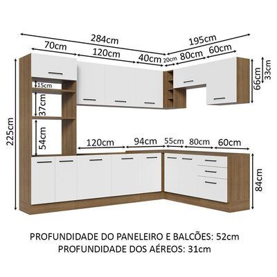 Cozinha Completa 479001 Com Armário E Balcão Rustic/Branco