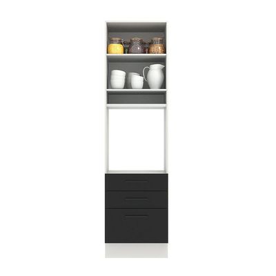 Torre Quente Agata 60cm 1 Porta e 3 Gavetas Branco e Preto