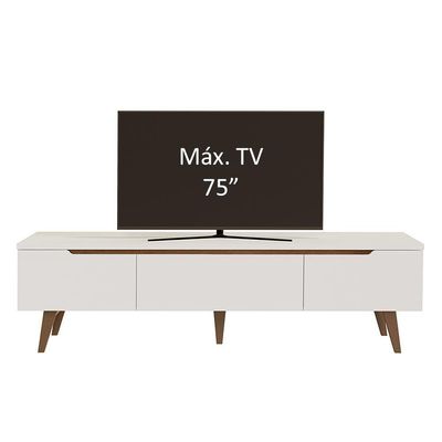 Rack Para Tv Até 75 Polegadas Madesa Brest 2 Portas 1 Gaveta Branco