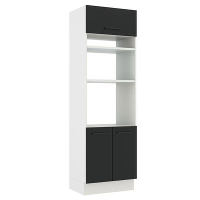 Torre Quente Madesa Agata 70cm com 3 Portas Branco e Preto