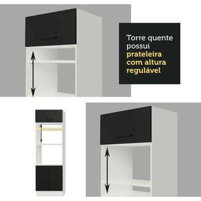Torre Quente Madesa Agata 70cm com 3 Portas Branco e Preto
