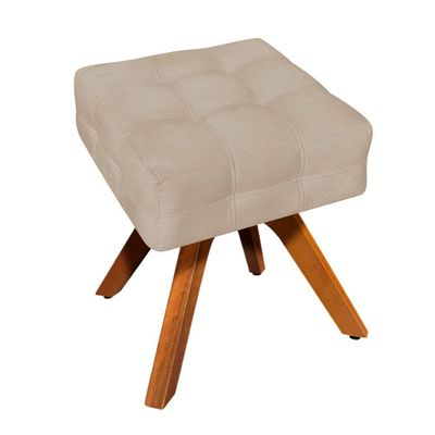 Puff Giratório Elisa Suede Base Madeira Mm30 D´rossi Bege