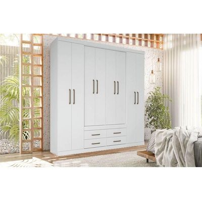 Guarda Roupa Casal 8 Portas e 4 Gavetas Nápoles Branco - Santos Andirá