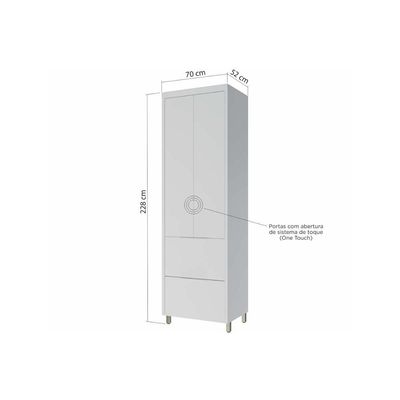 Paneleiro de Cozinha Marquesa 2 Portas e 2 Gavetas 70cm Branca - Nesher