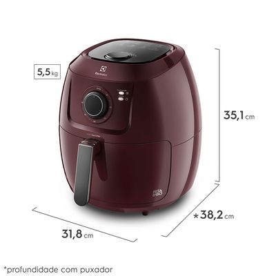 Air Fryer Electrolux por Rita Lobo 6,5L Vermelha Escura Family Efficient 1700W (EAF51) 127V