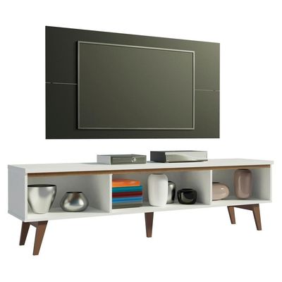Rack e Painel para TV até 55" Branco/Preto Reims Madesa