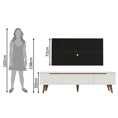 Rack e Painel para TV até 55" Branco/Preto Reims Madesa