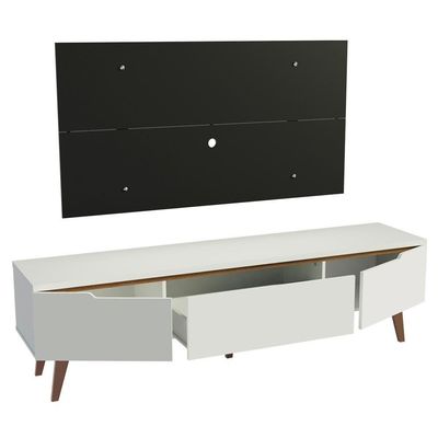 Rack e Painel para TV até 55" Branco/Preto Reims Madesa