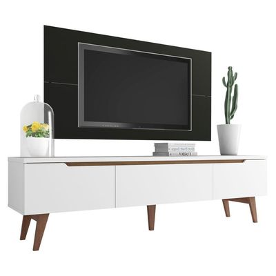 Rack e Painel para TV até 55" Branco/Preto Reims Madesa