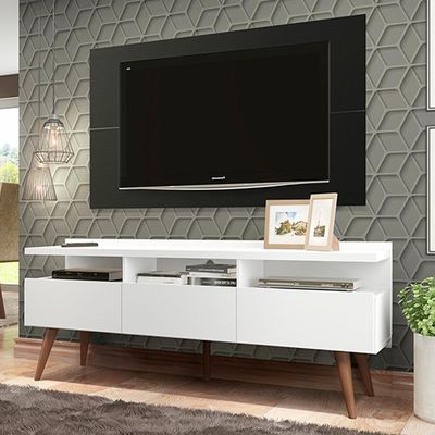 Rack e Painel para Tv até 55" Londres Branco e Preto Madesa