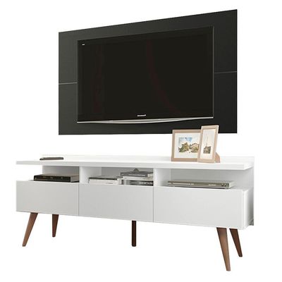 Rack e Painel para Tv até 55" Londres Branco e Preto Madesa