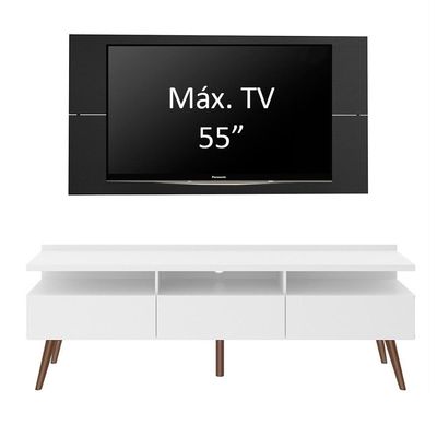Rack e Painel para Tv até 55" Londres Branco e Preto Madesa