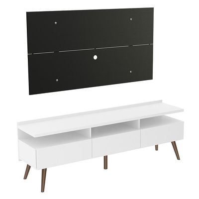 Rack e Painel para Tv até 55" Londres Branco e Preto Madesa
