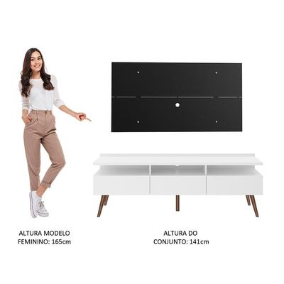 Rack e Painel para Tv até 55" Londres Branco e Preto Madesa