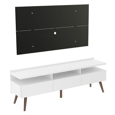 Rack e Painel para Tv até 55" Londres Branco e Preto Madesa