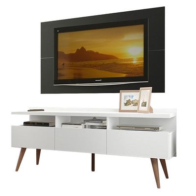 Rack e Painel para Tv até 55" Londres Branco e Preto Madesa