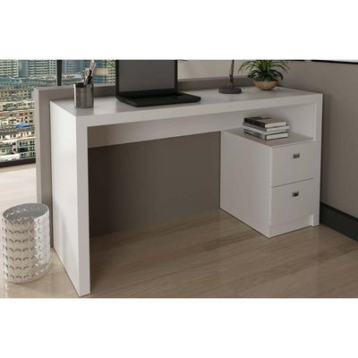 Mesa de Computador Solteiro ME4130 c/ 2 Gavetas Branco - Tecno Mobili