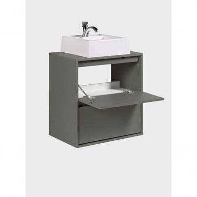 Gabinete Para Banheiro Com Cuba E Espelho Redondo 60cm Mdf Verde Dubai - On Móveis