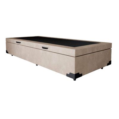 Base para Cama Box Solteiro Jonan com Baú Suede (45x88x188) Bege
