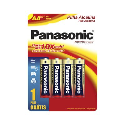 Pilha Panasonic Alcalina AA Leve 4 Paque 3 Power UNICA