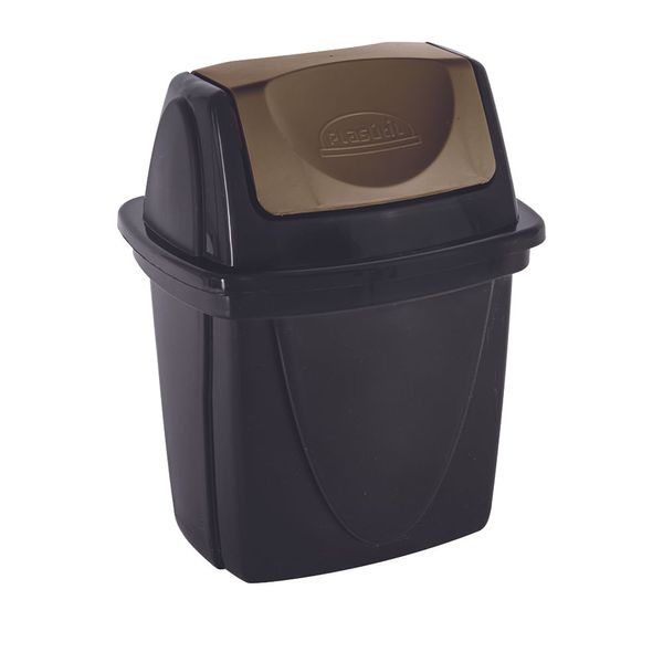 Lixeira de Plástico com Tampa Dourada Plasútil Ecoblack Preta 4,9L UNICA